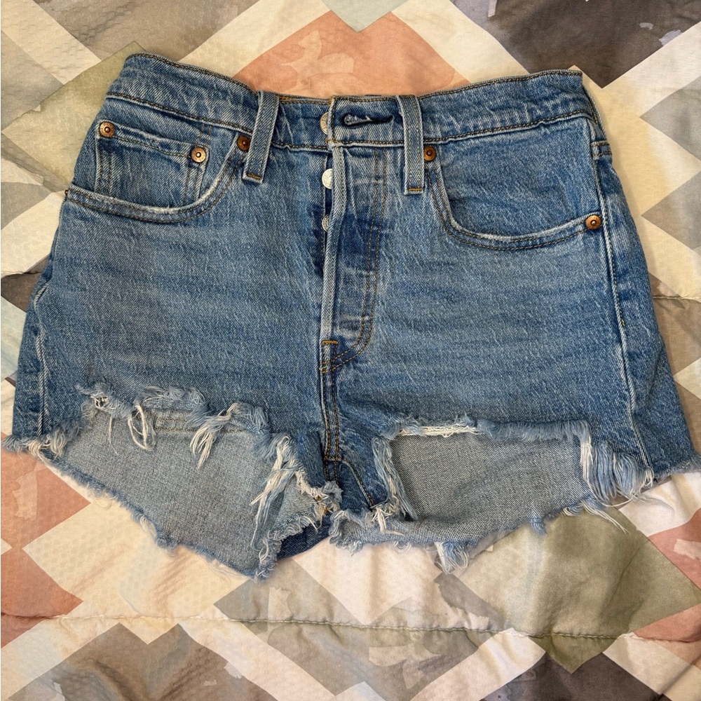 Levi's Blue Jean Shorts Distressed Cut-Off